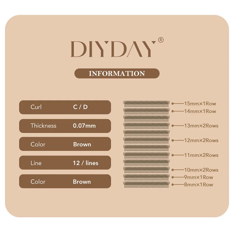 DIYDAY Dark Brown 3D 4D 5D Eyelashes W Shaped Premade Fan Lashes Easy Apply Thick Crisscross False Mink Eyelash Extension