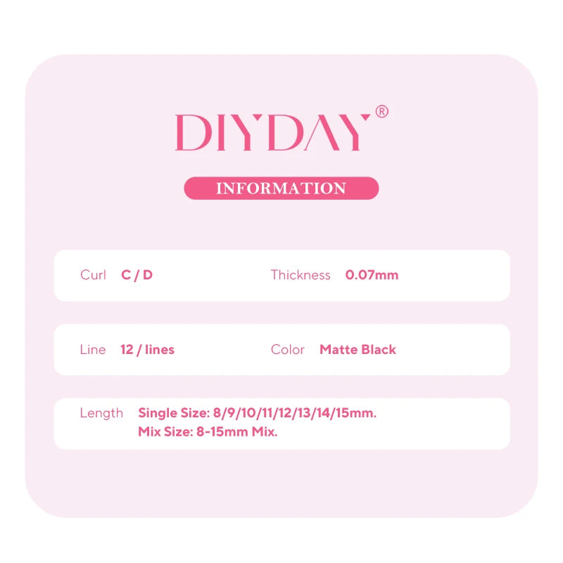 DIYDAY U-shaped Eyelash Extension Easy to Apply 3D Volume False Lashes Natural Wispy U YY Shape Faux Mink Eyelashes for Makeup