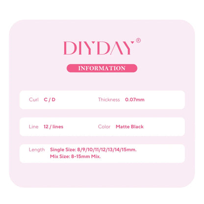 DIYDAY U-shaped Eyelash Extension Easy to Apply 3D Volume False Lashes Natural Wispy U YY Shape Faux Mink Eyelashes for Makeup
