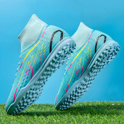 Professional Training TF Soccer Shoes for Men Women Kids PU+Fabric Breathable Wear-Resistant Rubber Sole
