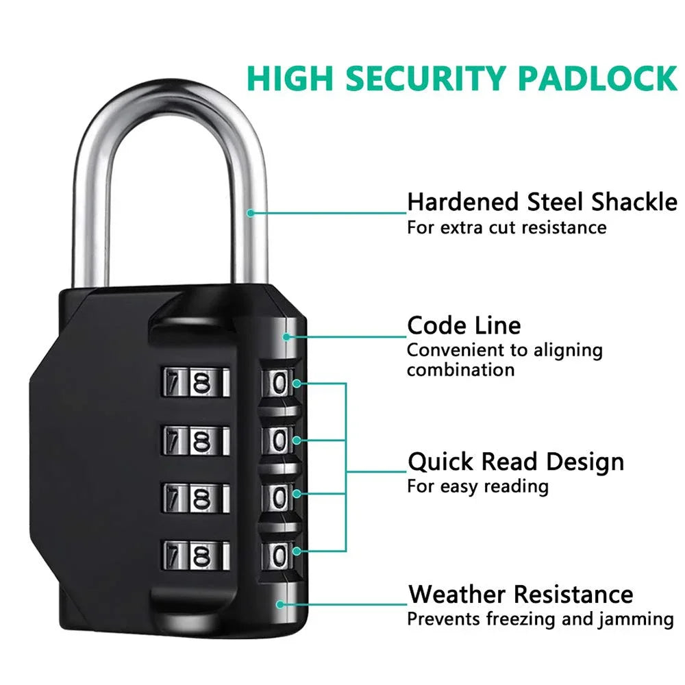 1pc Combination Lock Resettable 4 Digit Padlock with Combination Waterproof and Heavy Duty Combination Padlock Outdoor Indoor