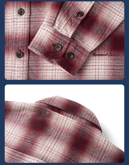 SIMWOOD High Standard 2026 Spring New Oversize 270gsm Wool Blend Plaid Shirts Men Warm Vintage Shirt