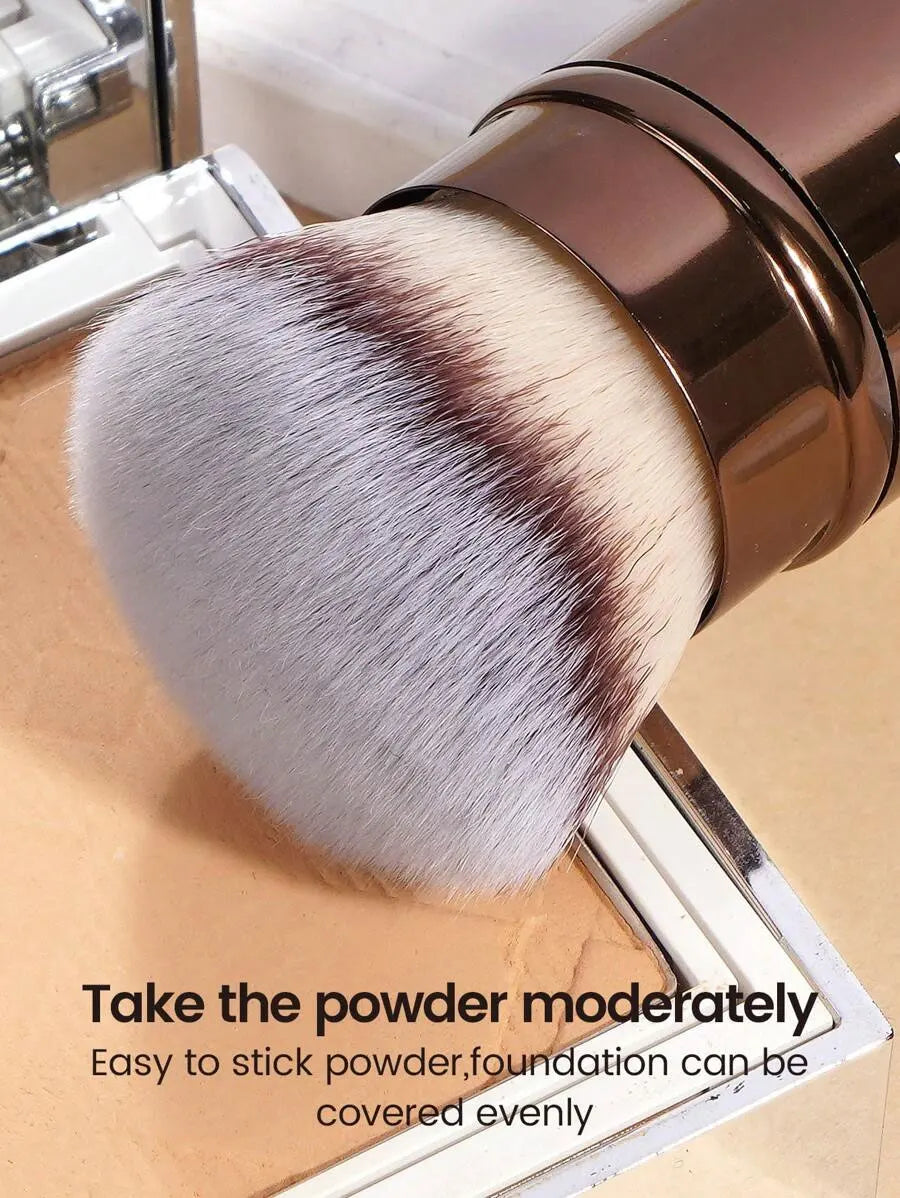 1pc Professional Face Retractable Makeup Brush,Blush Brush Foundation Brush Loose Powder Brush Synthetic Hair Ultra-Soft Doundat