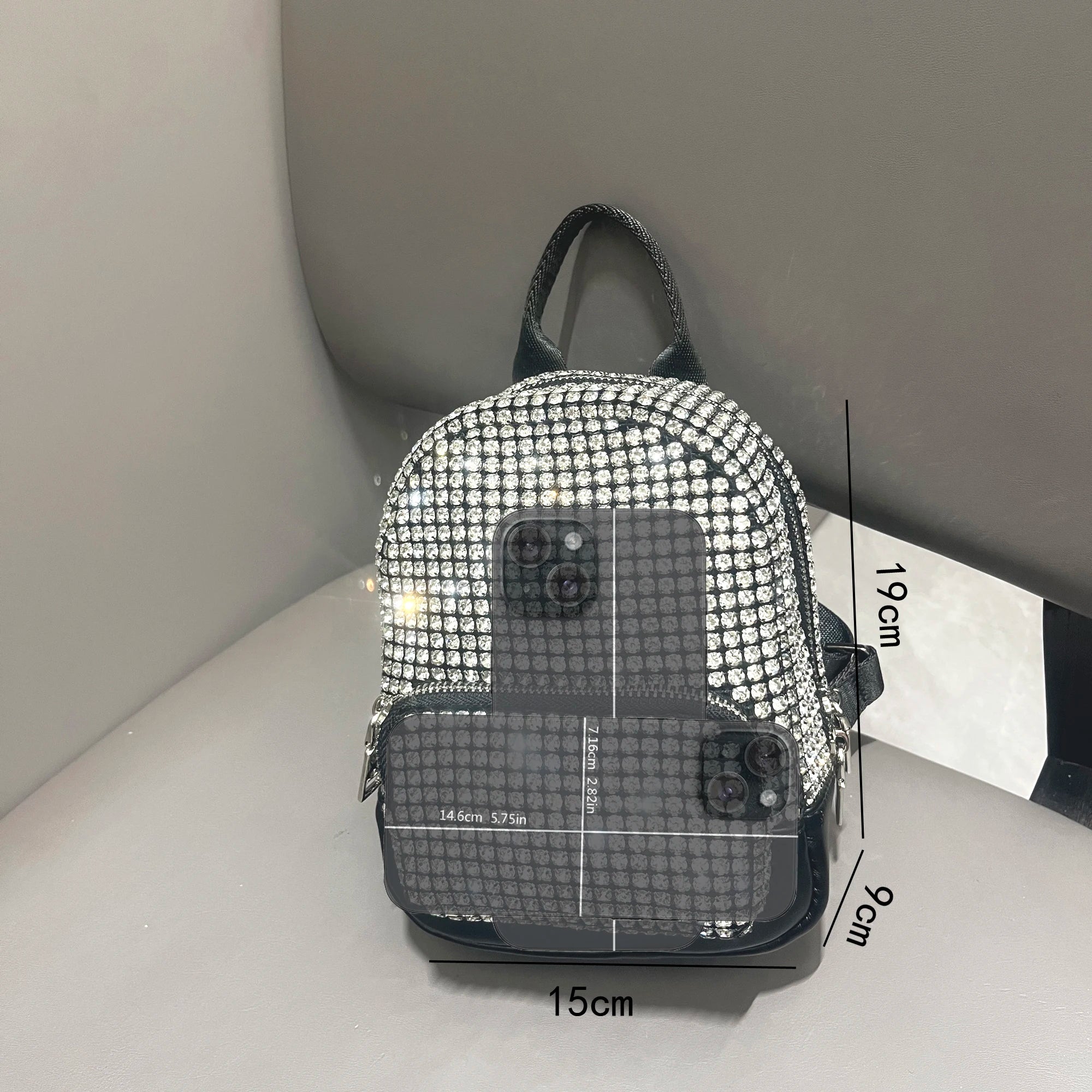 Women's Crystal Rhinestone Metallic Backpack – Mini Size, 4 Colors