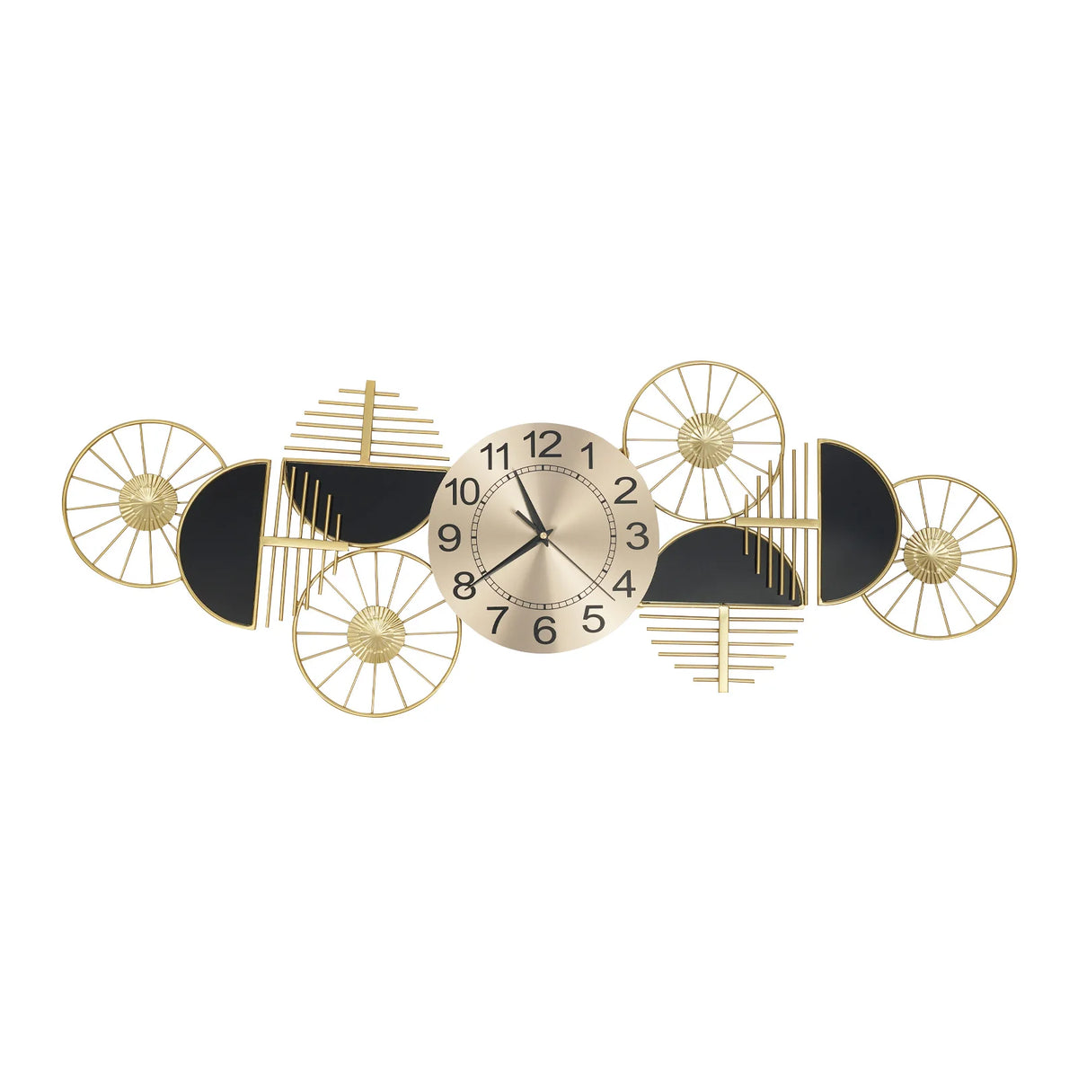 39.37in Metal Wall Clock, Geometric Artistic Layered Design Dual Horizontal & Vertical Mount Silent Non-Ticking Battery Operated Modern Decorative Clock for Living Room Bedroom Hallway Study