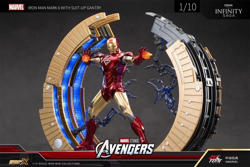 ZD Toys Avengers Iron Man Action Figure MK6 Suit-up Gantry Suit Up Gantry With MK4 Tony Stark Legends Collection Toy Gift