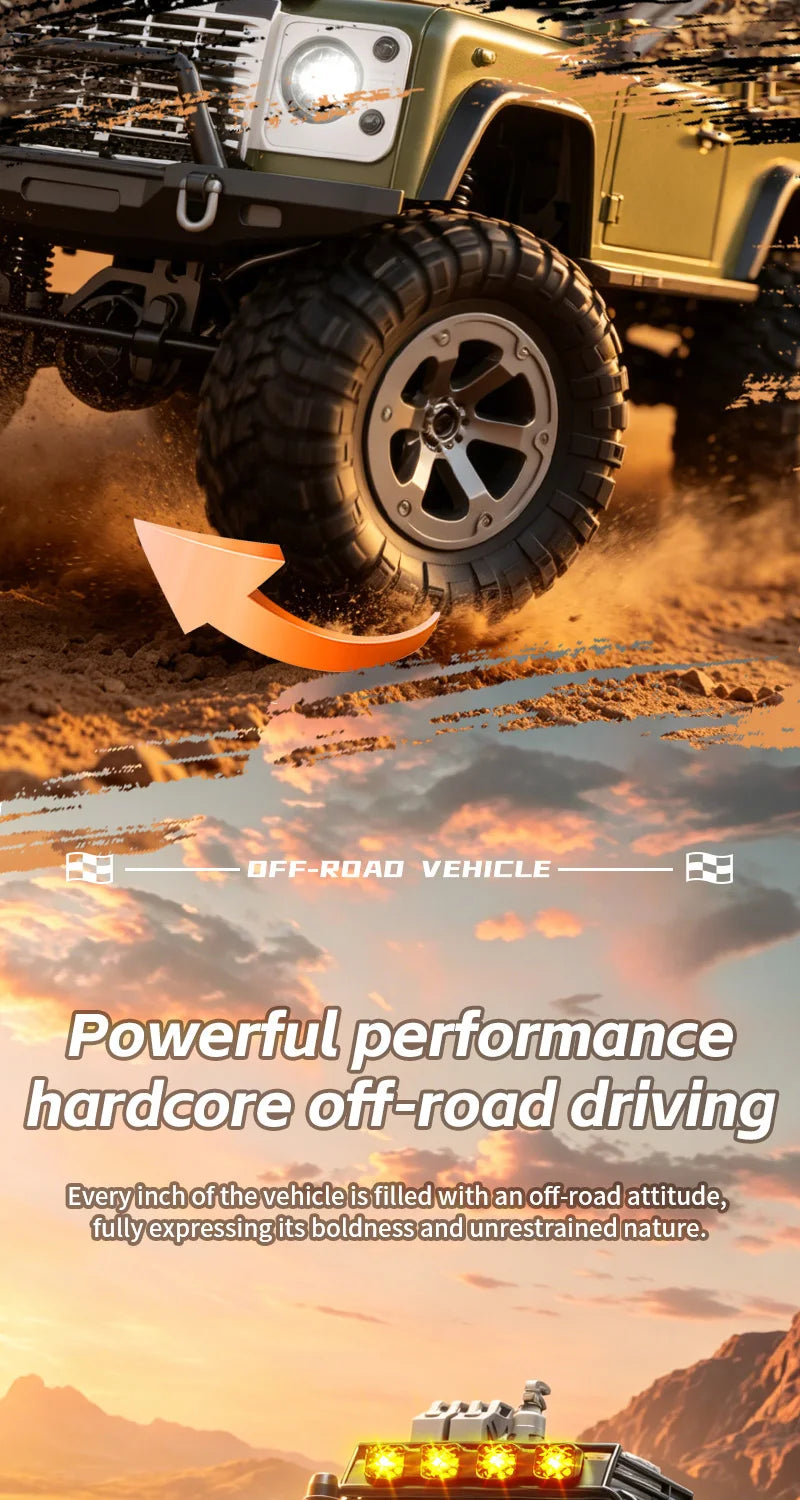 KF90 1:12 2.4G RC Car With Lights 4WD 60Mins Remote Control Climbing Car Off-Road Vehicle RTR High Speed Drift Model Toy for Kid