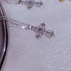 Gothic Pink Cross Necklace Y2K Purple Zircon Punk Pendant Necklace Grunge Heart Cross Necklace for Women Jewelry Accessories