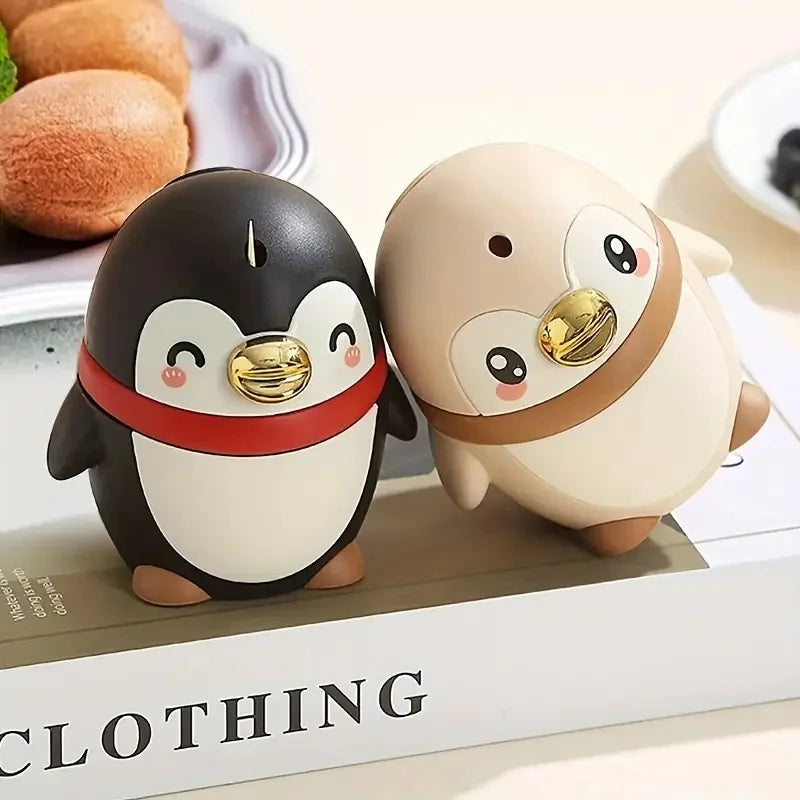 Automatic Push-Out Toothpick Dispenser - Cute Penguin-Shaped Portable Toothpick Holder Plastic Case Adults Penguin Design