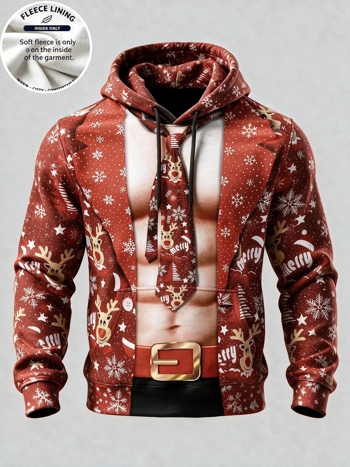 Christmas Reindeer Fleece Hoodie