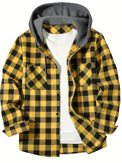 Men's Plaid Hooded Casual Shirt