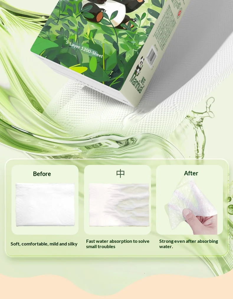 3PCS Family Set, Five Layers, 1200 Thick Large Capacity Napkins, Soft and Non Shedding, Original Wood Pulp Hanging Napkins