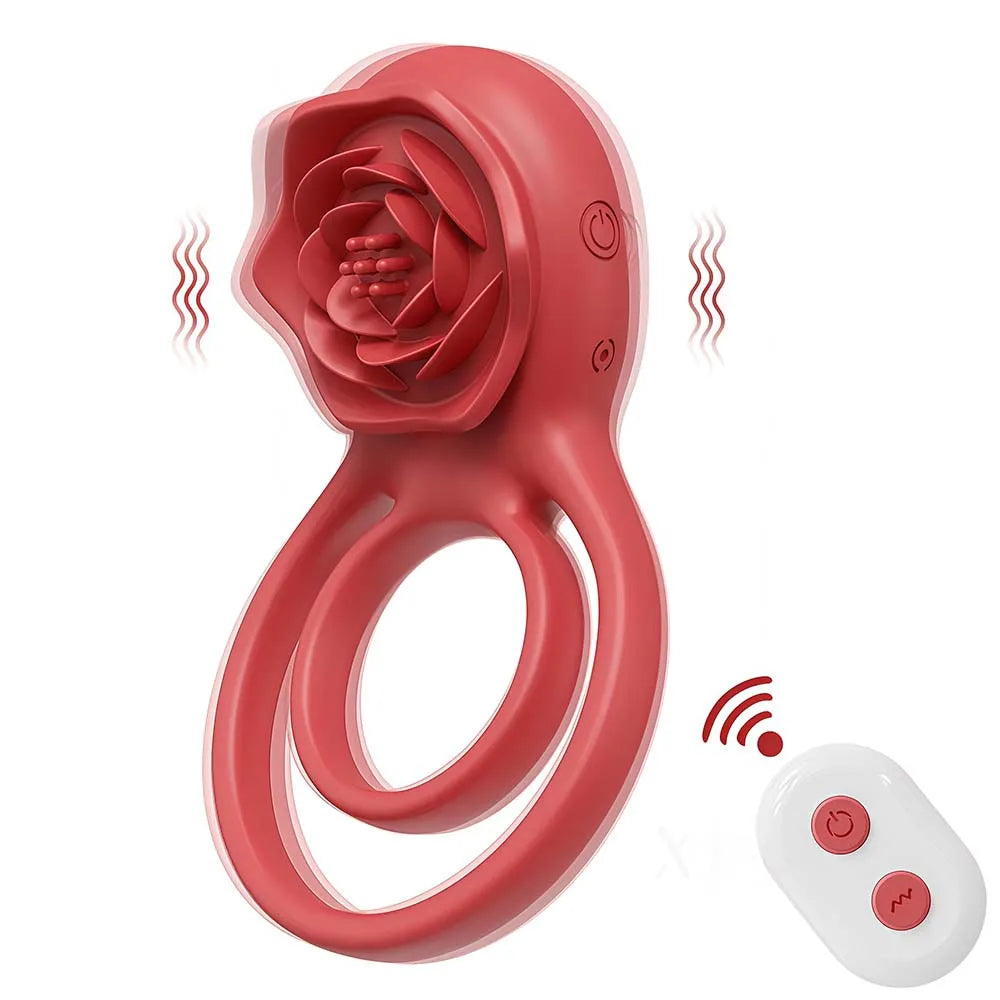 Penis Ring Vibrator 7 Modes Cockring Sexual Stimulation Long Lasting Stronger Male Rose Sex Toys for Couple Pleasure Adult Toys