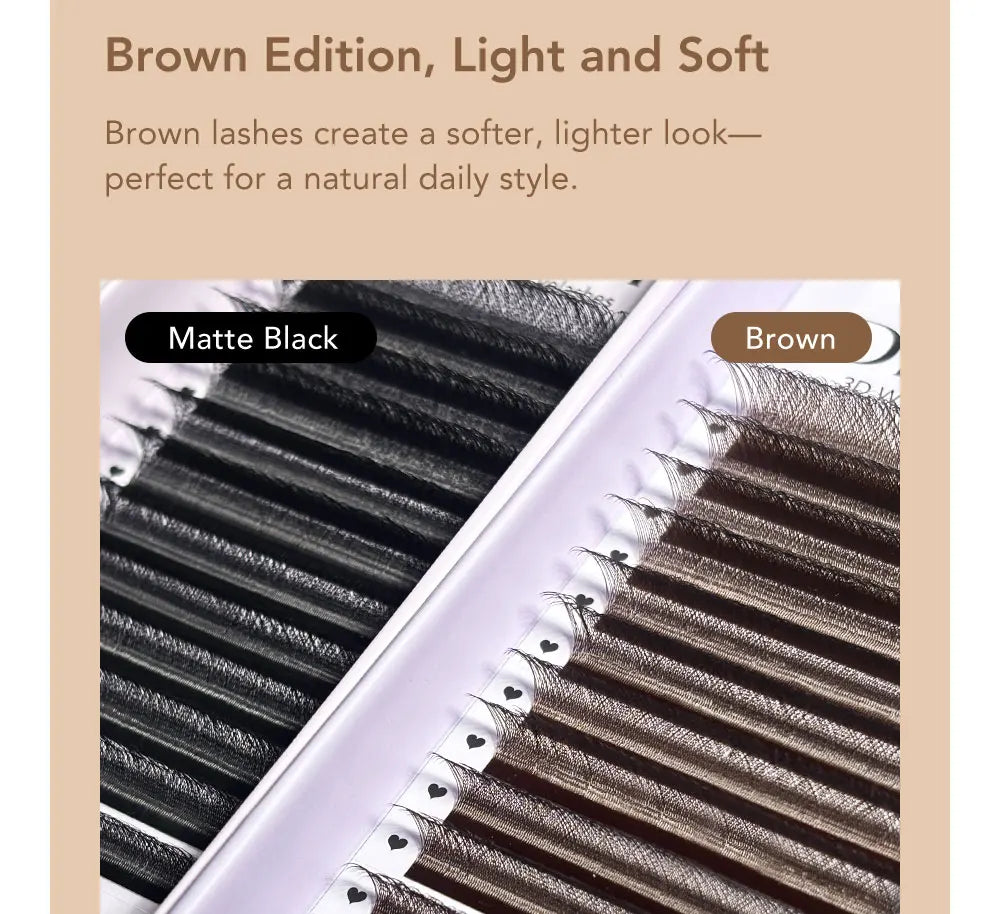 DIYDAY Dark Brown 3D 4D 5D Eyelashes W Shaped Premade Fan Lashes Easy Apply Thick Crisscross False Mink Eyelash Extension