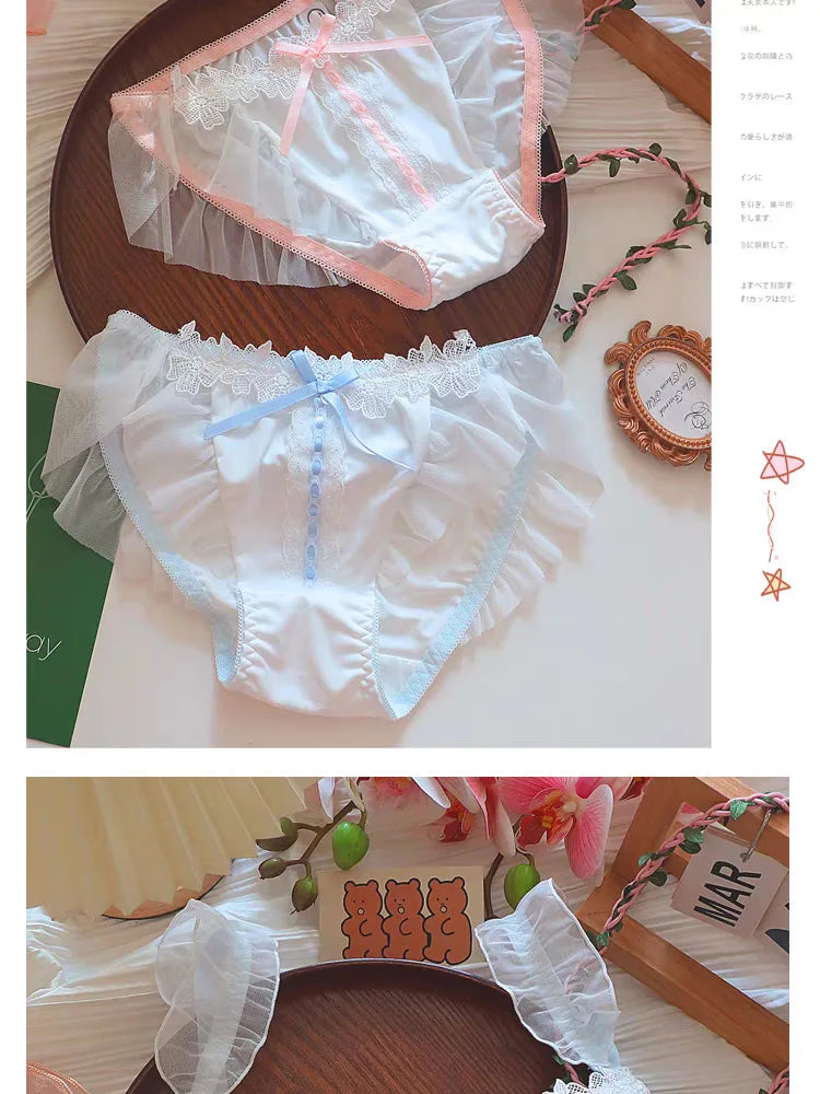 Women's Lace Bow Underwire Bra Set