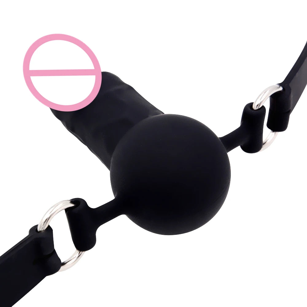 Dildo Reversible Ball or Cock in Mouth Gag, Silicone Deepthroat BDSM Gags,Slave Bondage,Restraints,Sex Toys Couples