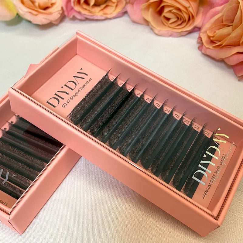 DIYDAY W Shape Eyelash Extension 3d 4d 5d 6d 7d 8d W-Shaped Eyelashes Premade Fans Individual BASF Mink Faux Lashes