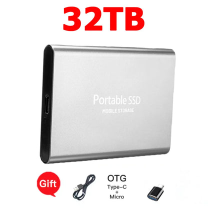 High-speed SSD 1TB Portable External Hard Drive 2TB Solid State Drive 4TB Mass Hard Disk for Laptop Mac PC and Mobile Phone Data