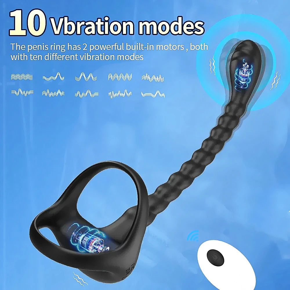 Prostate Massager Cock Ring Vibrators for Men Adult Sex Toy for Men Vibrating Cock Ring Stimulator Remote Control Anal Butt Plug