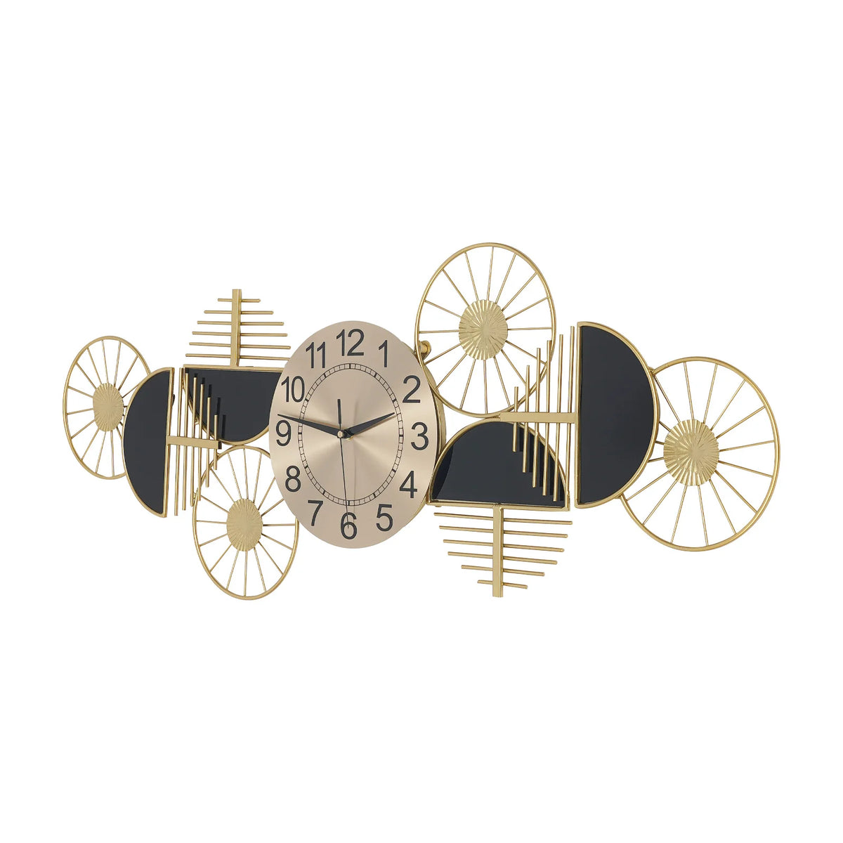 39.37in Metal Wall Clock, Geometric Artistic Layered Design Dual Horizontal & Vertical Mount Silent Non-Ticking Battery Operated Modern Decorative Clock for Living Room Bedroom Hallway Study
