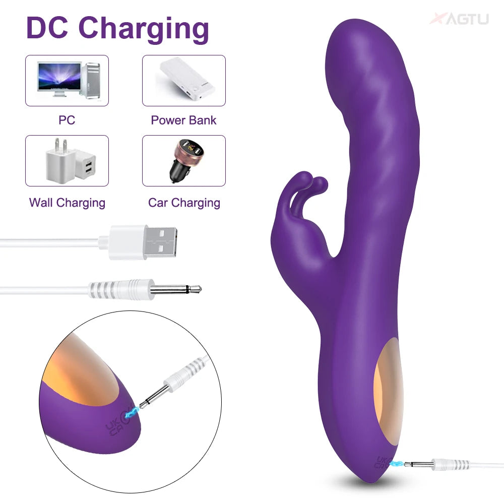 G Spot Rabbit Vibrator Dildo for Women Nipple Clitoris Stimulator Massager Adults Masturbator Female Sex Toy for Adults 18