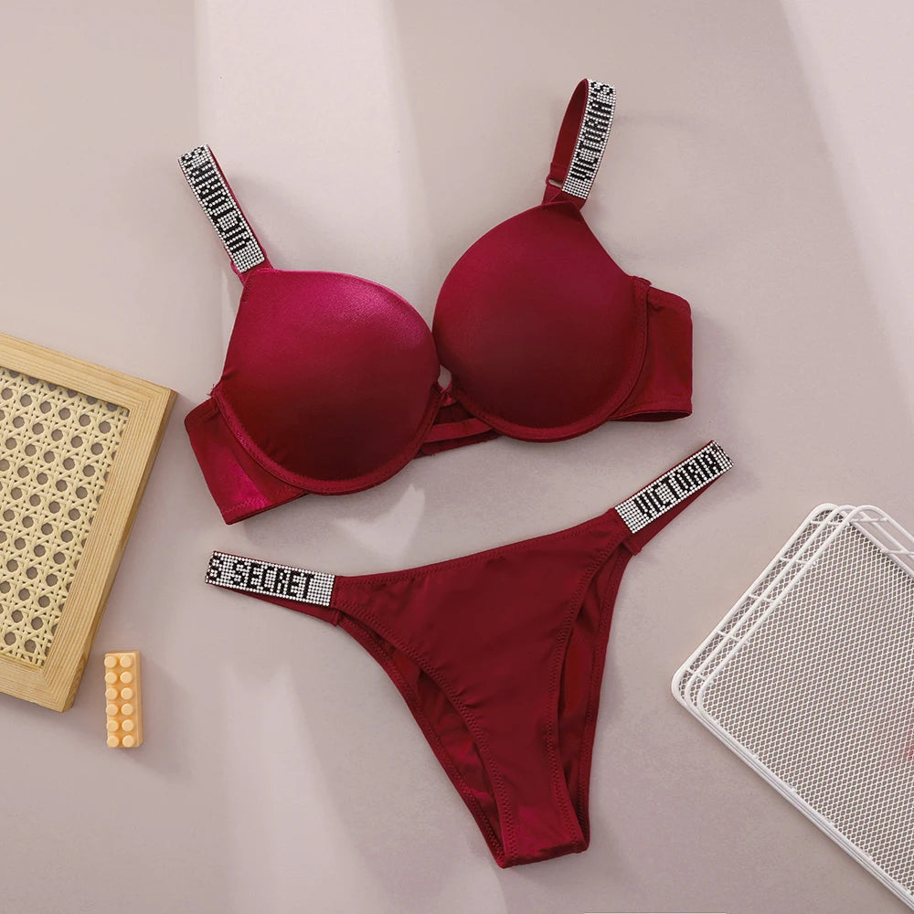 V Women Lace Push Up Bralette Seamless Comfortable Breathable Lingerie Home Wear Set Lingerie Set Underwear Set Bra Panty Set