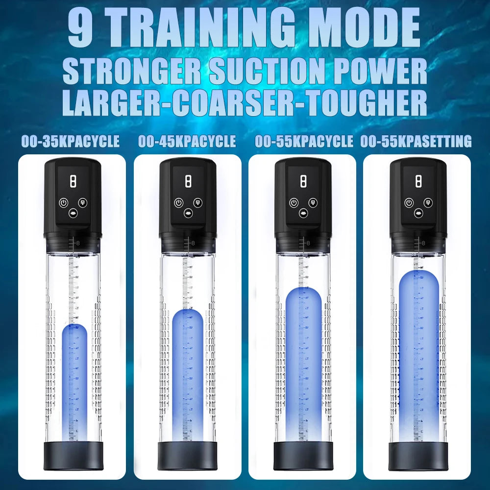 Electric Penis Pump Erection Enlargement Extend Pump 9 Suction Levels Masturbating Penis Extender Exerci Sex Toy for Adult Men