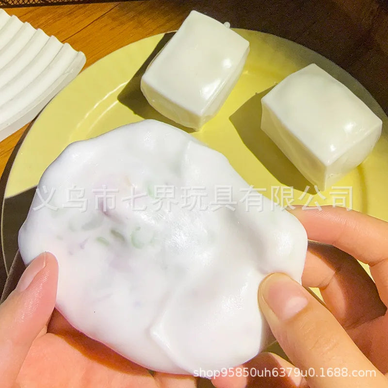 tofu shaped squishy beads, self-made crunchy stress relief squishy toys satisfying sound effects for filling building blocks