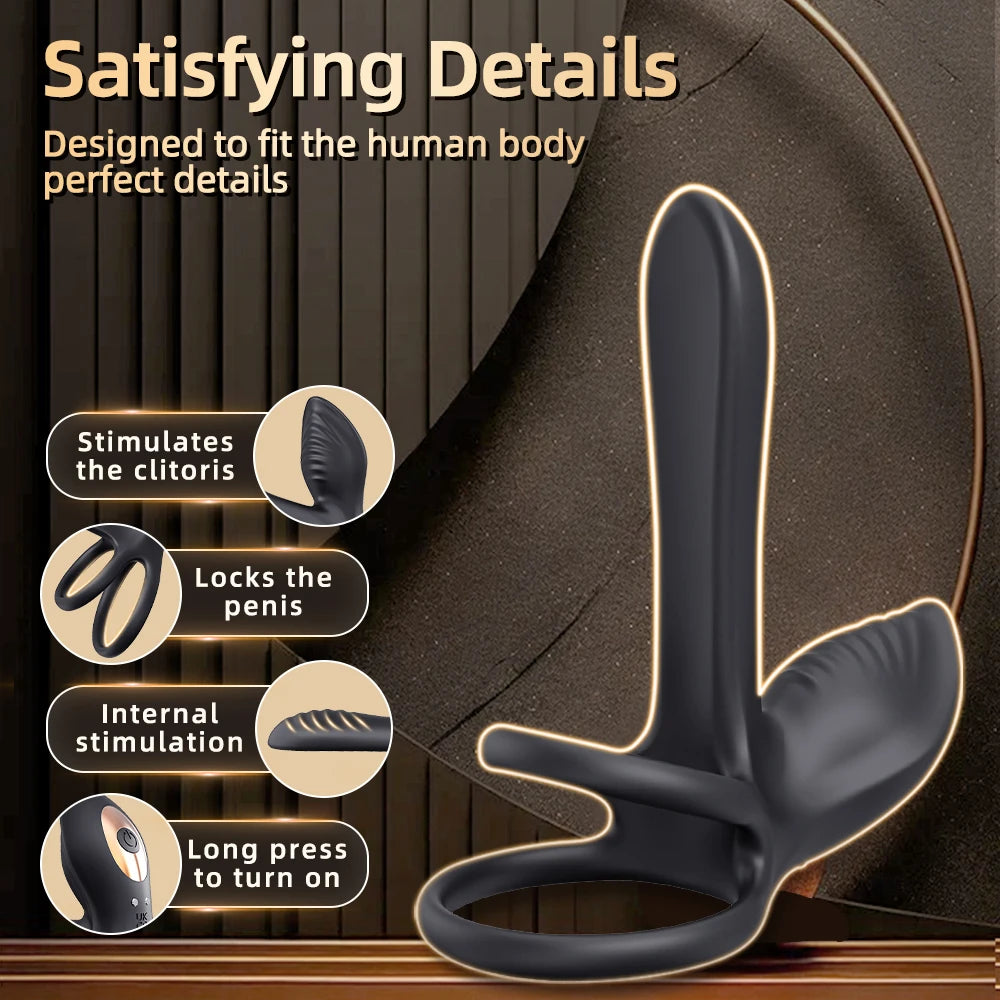Vibrating Cock Ring Adult Sex Toys for Men, Penis Ring Vibrator with Clitoral Stimulator, APP Remote Control Male Couple Sex Toy