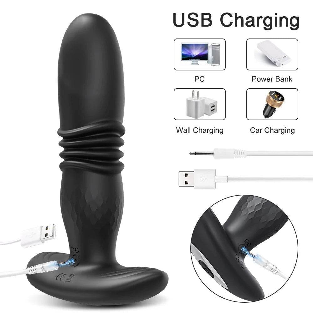 Telescopic Vibrating Butt Plug Anal APP Vibrator Ass Anal Dildo Prostate Massager Buttplug Wireless Remote Sex Toys for Women