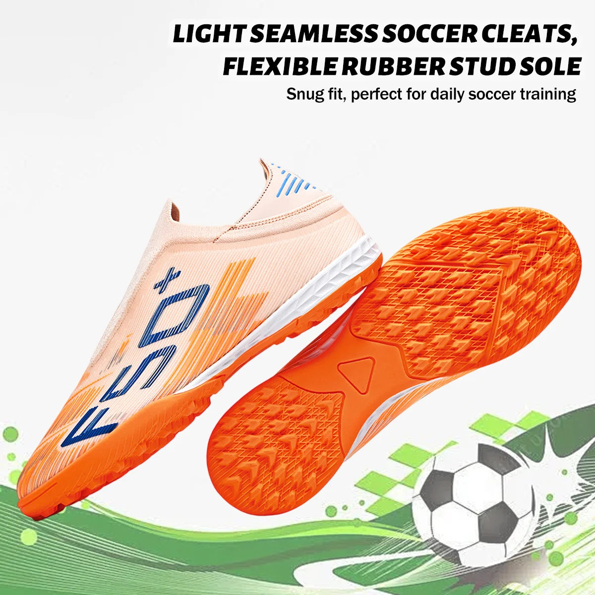 Anti-Slip Youth Football Boots PU Fabric Upper Rubber TF Studs Wear-Resistant Breathable Outdoor Training Cleats