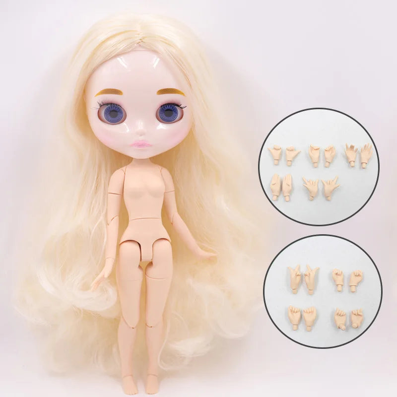 ICY DBS Blyth Doll Carved Lips Face White Skin Joint Body 1/6 BJD Special Price OB24 Toy Gift