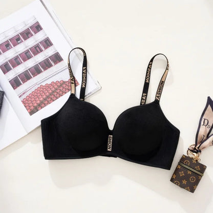 New Red Smooth Push Up Bra for Small Chest, Thickened Seamless Lift, Wireless T-Shirt Bra for A/B Cup