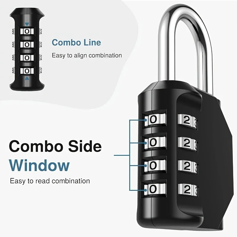 A 4-Digit Combination Lock Designed for Securing Outdoor Items Such As Gym Lockers,Toolboxes,Gates, Fences, Storage Units
