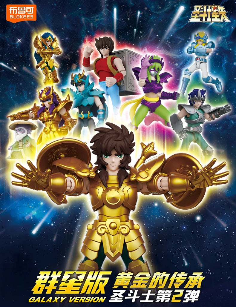 Blokees Galaxy Version Gold Saint Action Figure Libra Dohko Sagittarius Champion Seiya Mu Aiolia Assembly Toys Children Gift