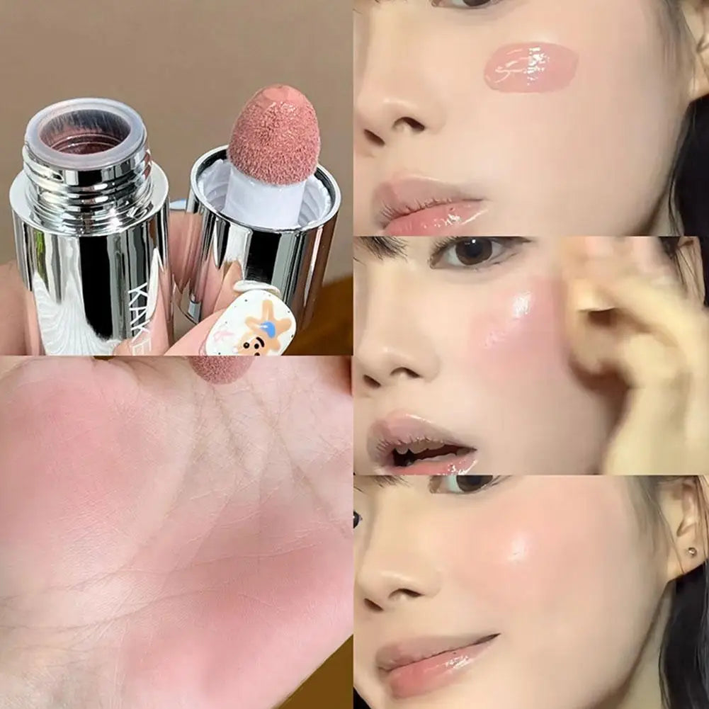 Velvet Liquid Blush Matte Sponge Head Blusher Natural Lasting Brighten Facial Contour Blush Tint Makeup