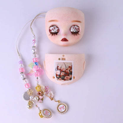 Blyth1/6 doll Hand-painted shell DIY makeup lip carving eyebrows handmade Ears