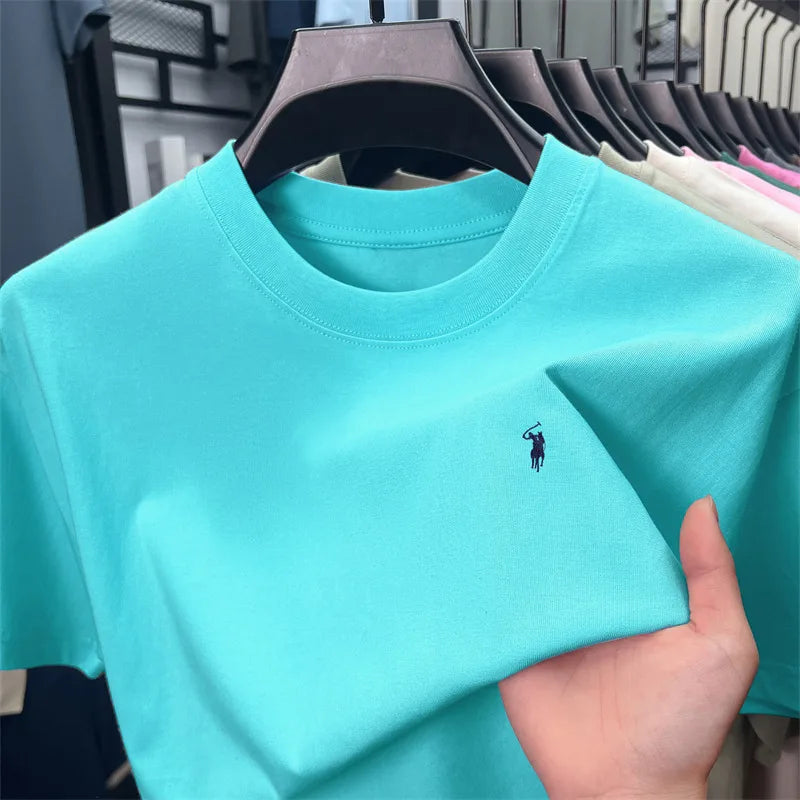 100% cotton breathable short sleeve T-shirt men's summer fashion luxury brand golf Paul embroidery loose casual round neck top