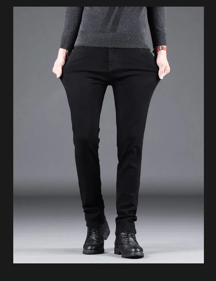 Men's Black Slim-Fit Stretch Jeans