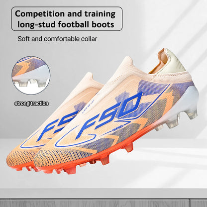 Ultra Light AG FG Football Shoes Sweat-proof PU Fabric Wear-resistant TPU Sole Snug Fit Unisex Natural Grass Practice Sneakers