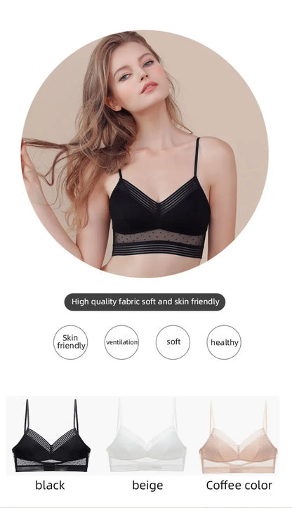 U-Shaped Backless Beautiful and sexy Bra Plus Size Lace Bra, Women's Invisible No Steel Ring Fashion Triangle Cup Bra