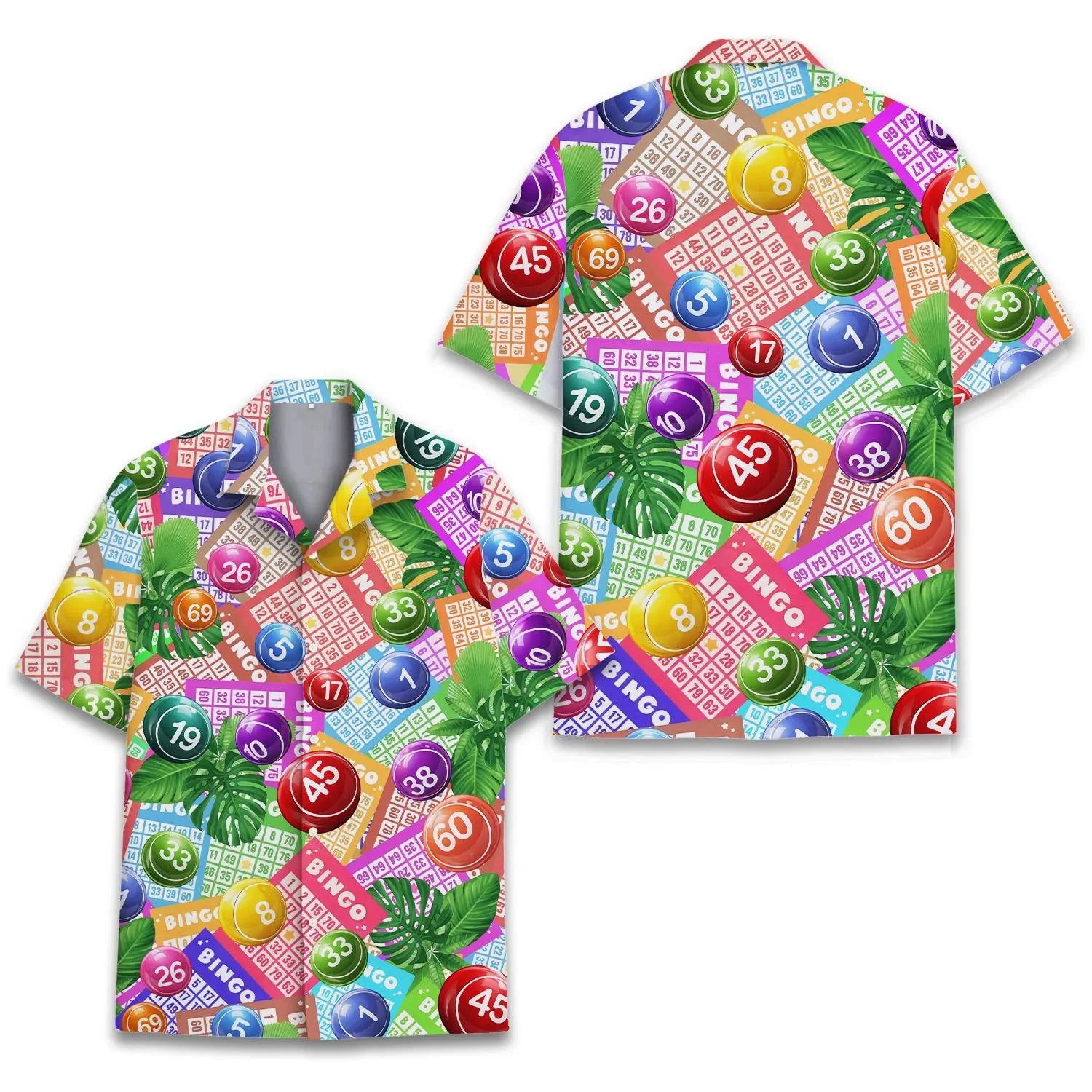 Unisex Bingo Tropical Hawaiian Shirt – 3D Print, Short Sleeve, XS–6XL