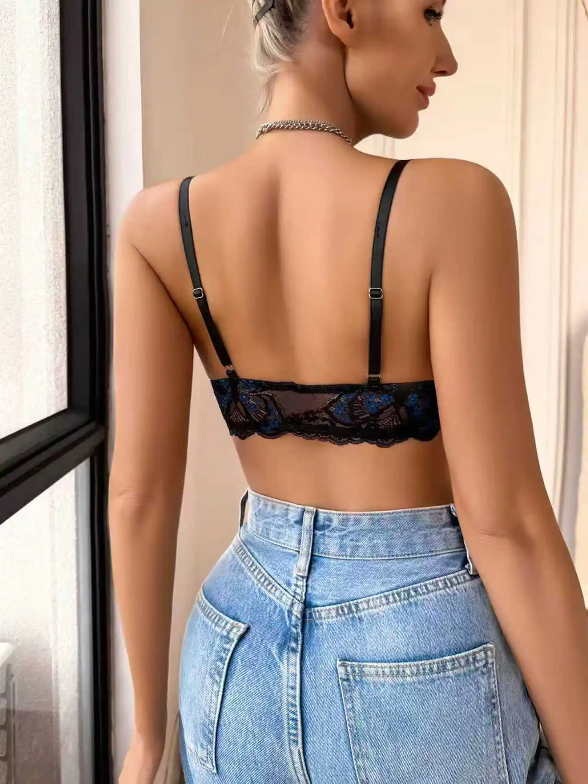 Women's Floral Lace Front-Button Bralette