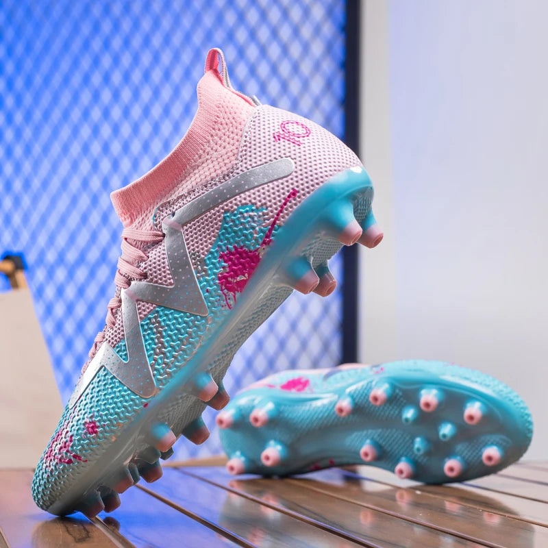 Professional AG FG Soccer Cleats Textured PU Upper High Friction TPU Stud Anti-slip Improve Grass Players Ball Control