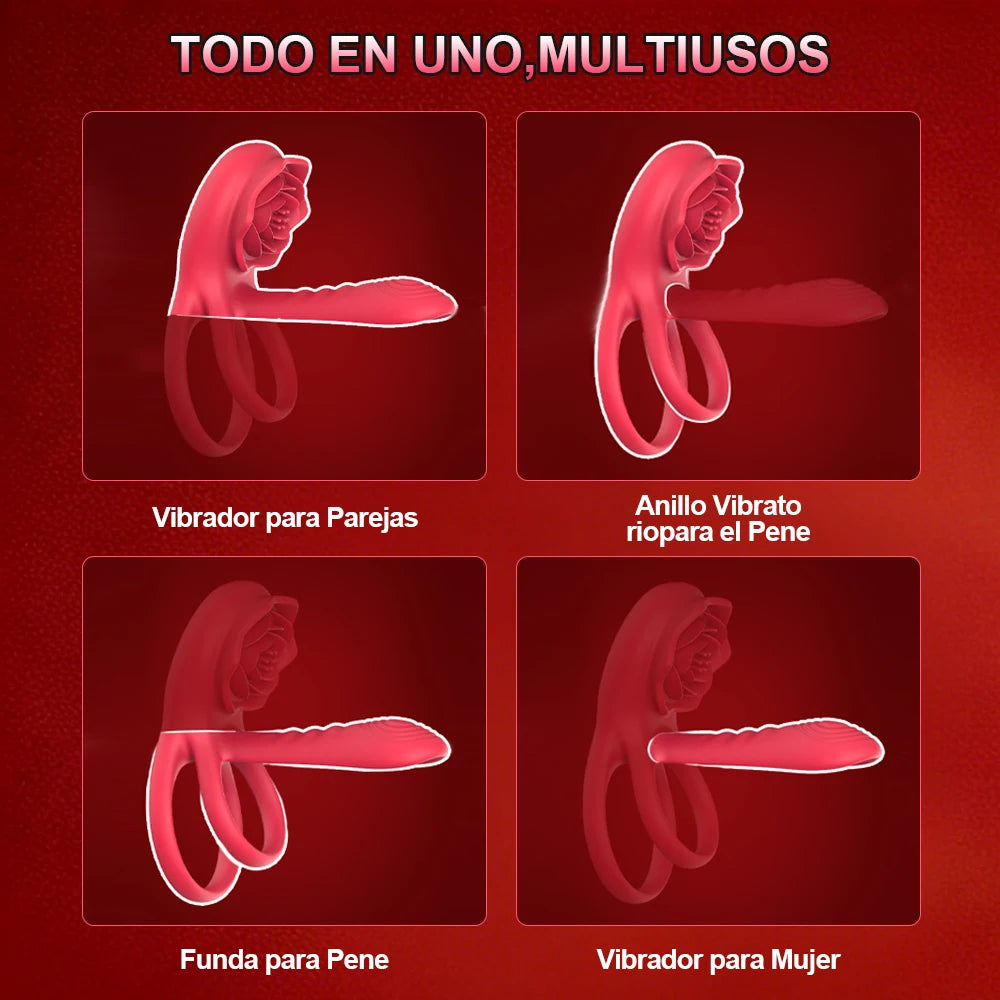 Vibrator for Couples, Vibrating Cock Ring with Testicles Clitoral Stimulator Remote Control Men's Penis Vibrators Adult Sex Toys