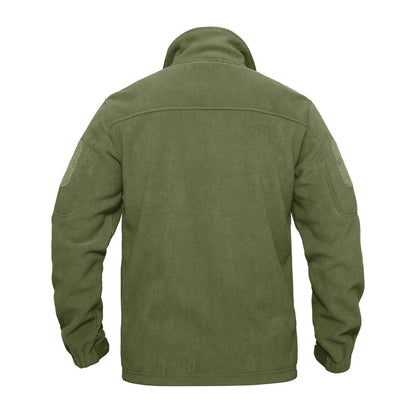 TACVASEN Full Zip Up Green Fleece Jacket Thermal Warm Work Coats Mens Zipper Pockets Jacket Hiking Training Outwear Windbreaker