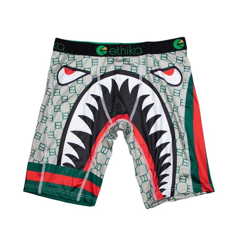 ETHIKA 1Pcs Men Underwear Boxers Breathable Mesh Crotch Man Underpants Plus Size L-3XL Mens Panties Printed Men's Boxers Briefs