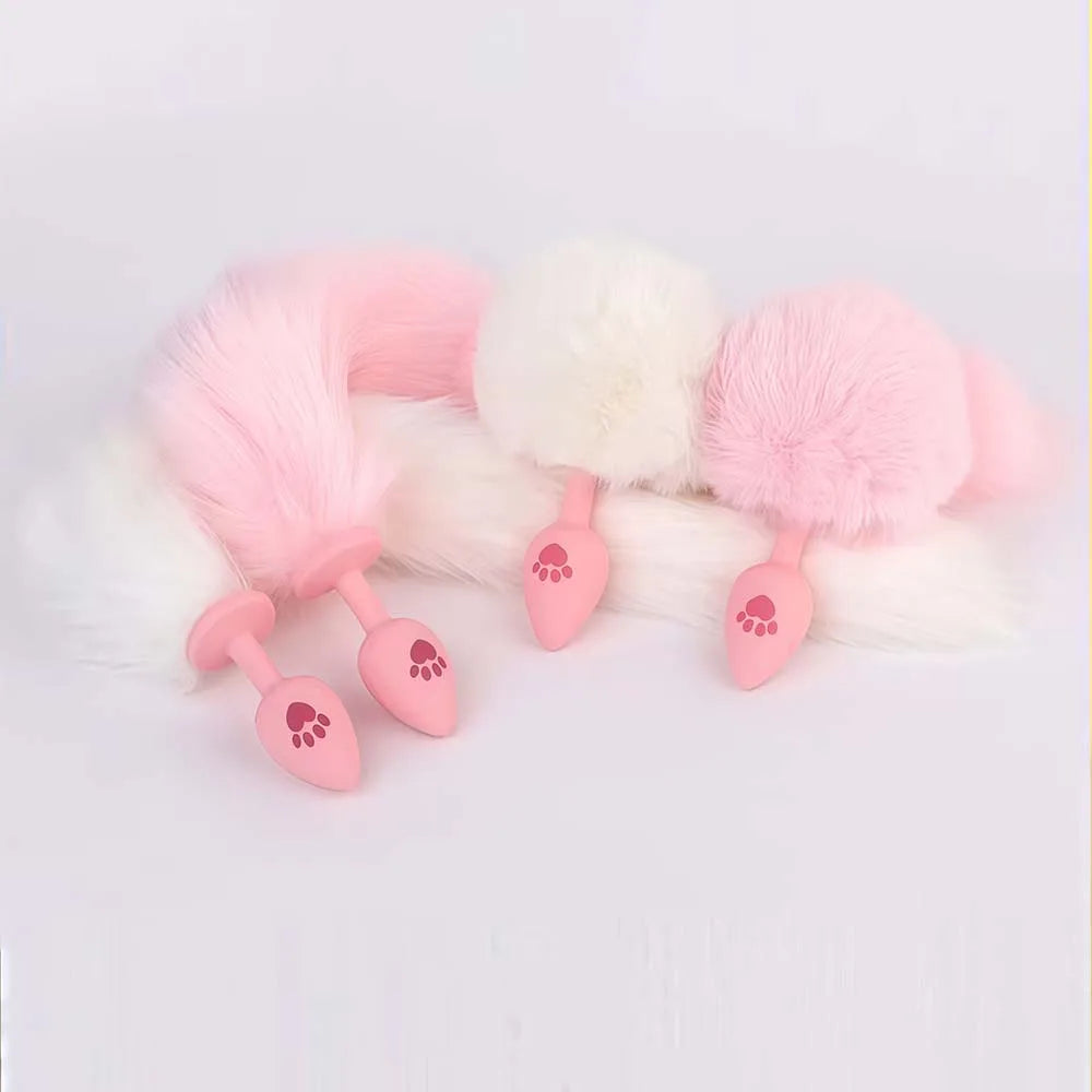 Cat Paw Anal Plug Adult Couple Games Butt Plug Erotic Product Penetration Anal Toys with Hairball Fox Tail Sex Toy for Men Women