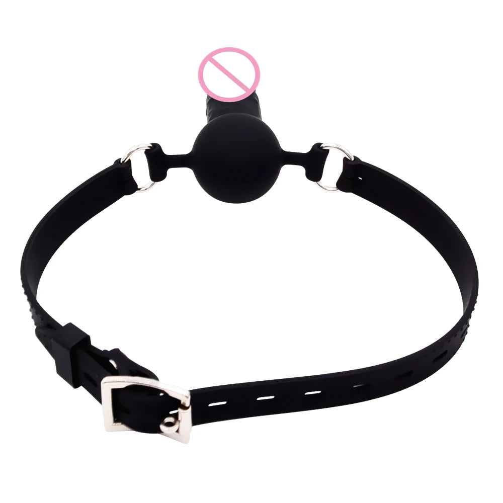 Dildo Reversible Ball or Cock in Mouth Gag, Silicone Deepthroat BDSM Gags,Slave Bondage,Restraints,Sex Toys Couples