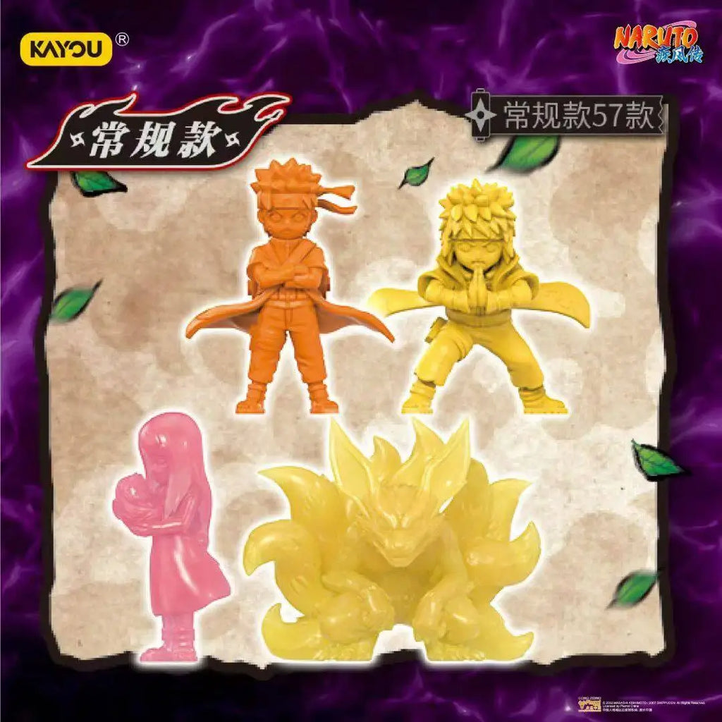 KAYOU NARUTO Mini Doll Rubber Figures Blind box Series Chakra Mode Sasuke Gaara Kurama Shikamaru Model Toy